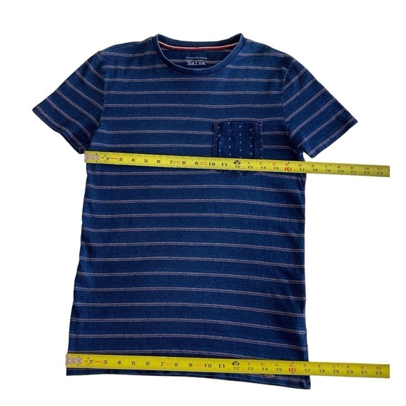 SALSA Men’s T-Shirt Stripe Blue Allover Size Small - Picture 6 of 8